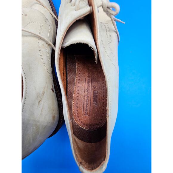 JM JOHNSTONE & MURPHY‎ HARTLEY PLAIN TOE OXFORD DERBY TAUPE ITALIAN SHOES MENS 9 - Picture 3 of 4